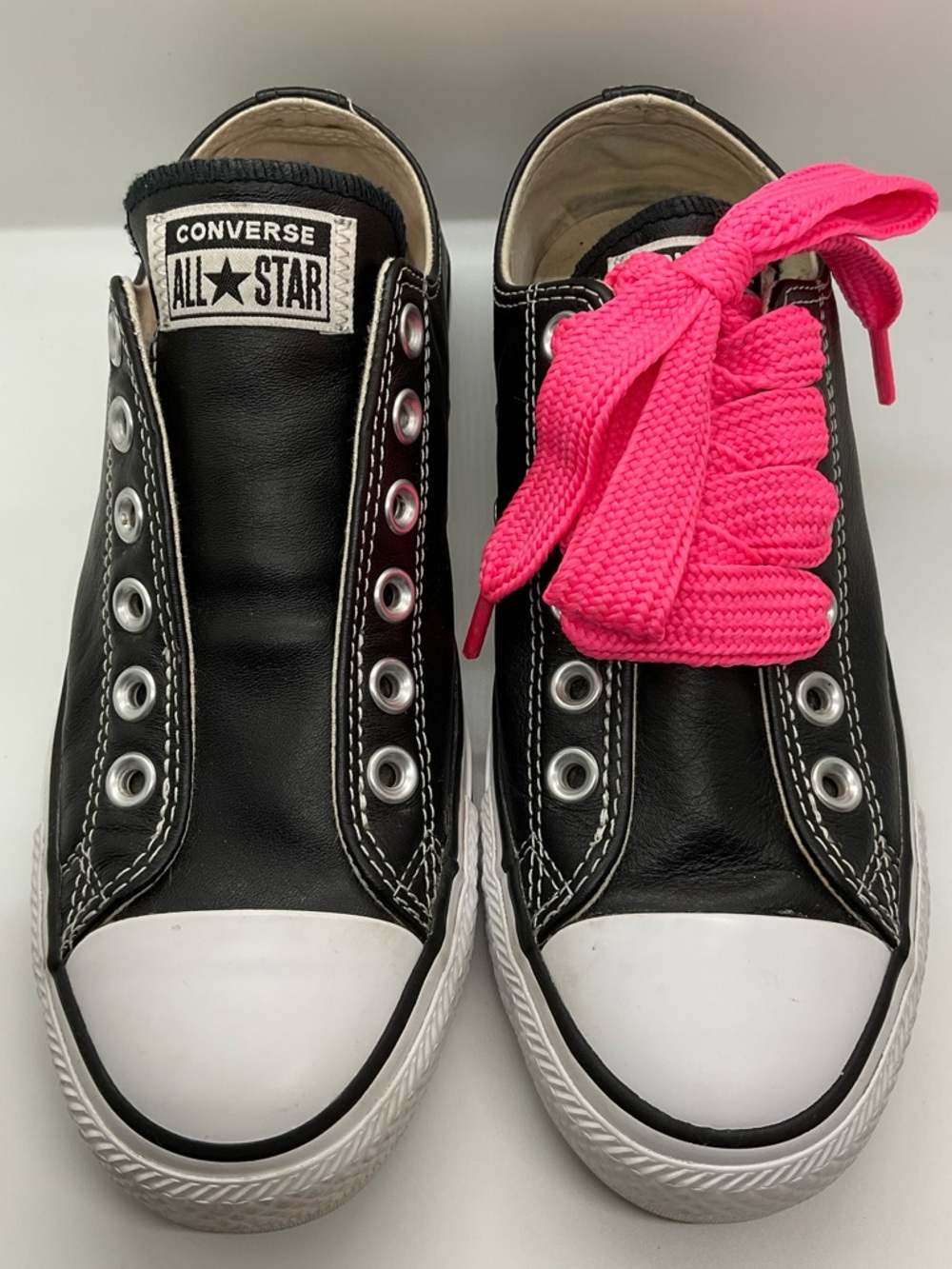 Chuck Taylor Converse All Star Slip On Sneaker Shoe Blk Leather Mens 5 Womens 7
